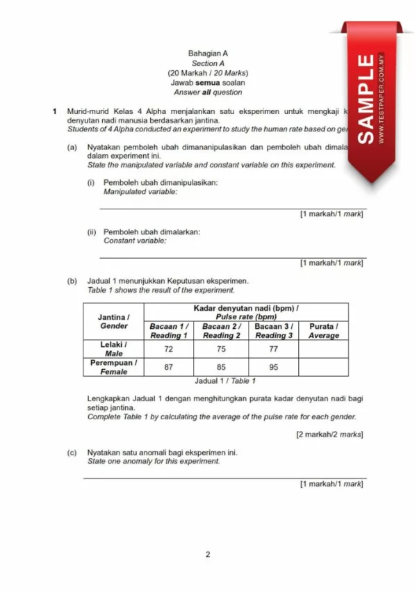 Bahan Soalan Ujian Pertengahan Tahun Sains Tingkatan 4 2024 yang Amazing