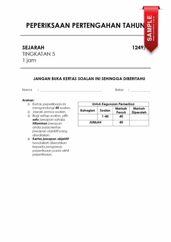 Soalan Ujian Pertengahan Tahun Sejarah Tingkatan 5 2024 yang Phenomenal