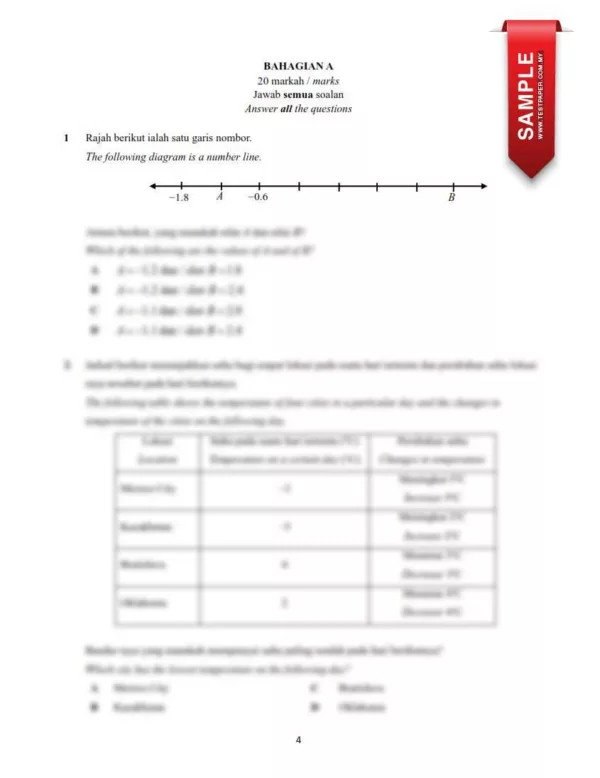 Soalan Ujian Pertengahan Tahun Matematik Tingkatan 1 2024 yang Awesome