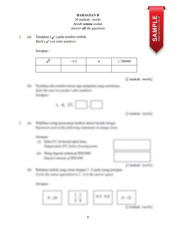 Soalan Ujian Pertengahan Tahun Matematik Tingkatan 1 2024 yang Awesome