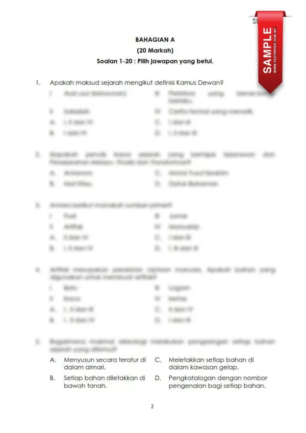 Soalan Ujian Pertengahan Tahun Sejarah Tingkatan 1 2024 yang Smart