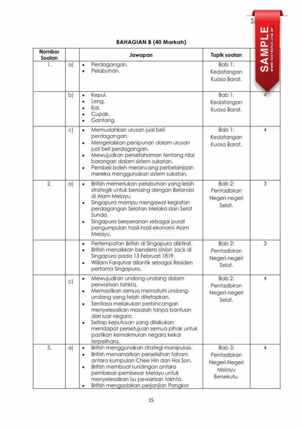 Bahan Ujian Pertengahan Tahun Sejarah Tingkatan 3 2024 yang Smart