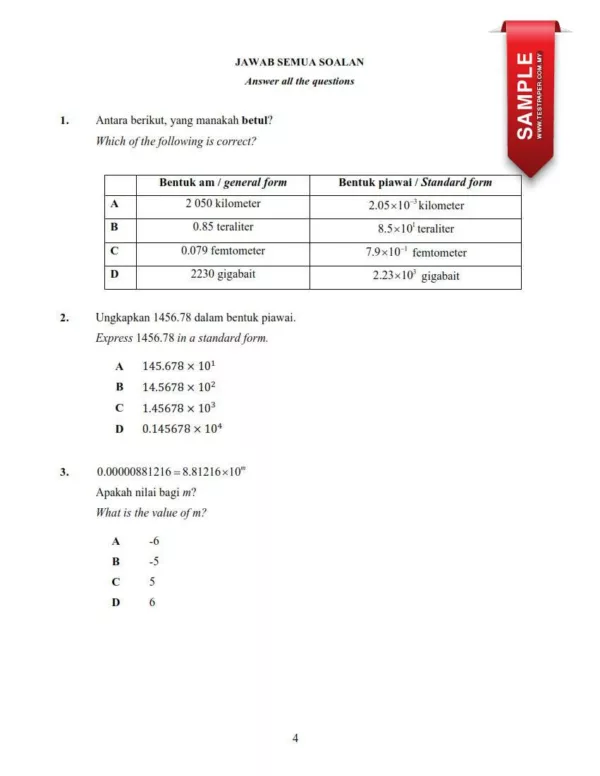 Bahan Ujian Pertengahan Tahun Matematik Tingkatan 4 2024 yang Awesome