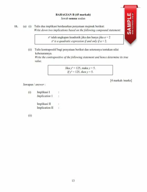 Bahan Ujian Pertengahan Tahun Matematik Tingkatan 4 2024 yang Awesome