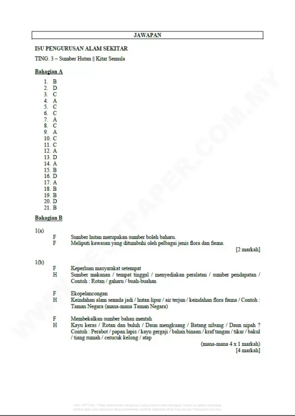 Kertas Soalan Geografi Tingkatan 1-3