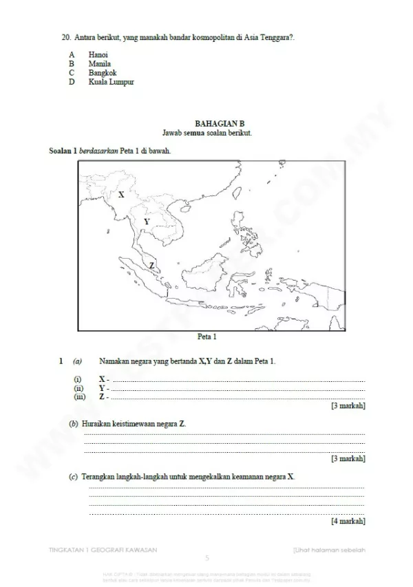 Kertas Soalan Geografi Tingkatan 1-3