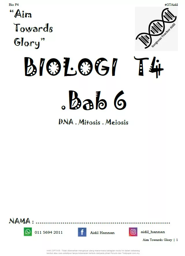 Soalan Latihan Biologi Tingkatan 4 Bab 6-9 yang Amazing