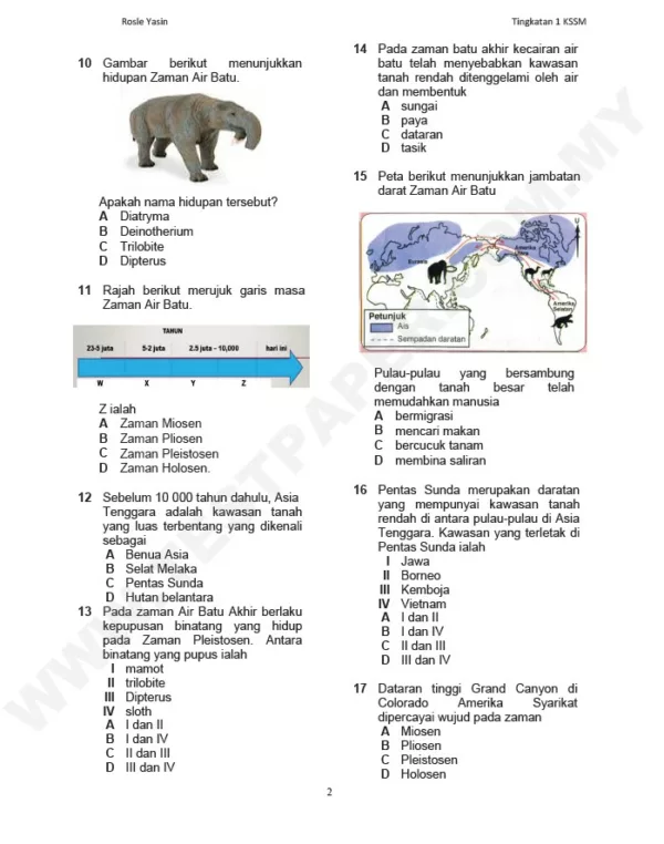 Soalan Latihan Topikal Sejarah Tingkatan 1-3