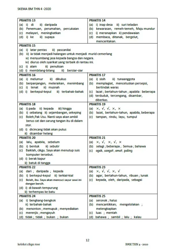 Latihan BM Pemahaman Tahun 4