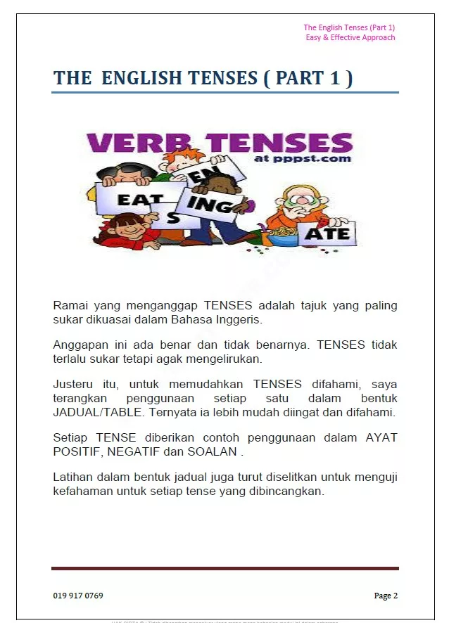 Nota Tenses Bahasa Inggeris 1