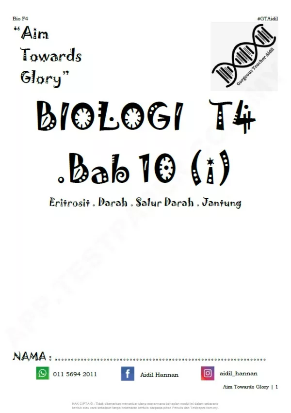 Ujian Biologi Tingkatan 4 Bab 10-15