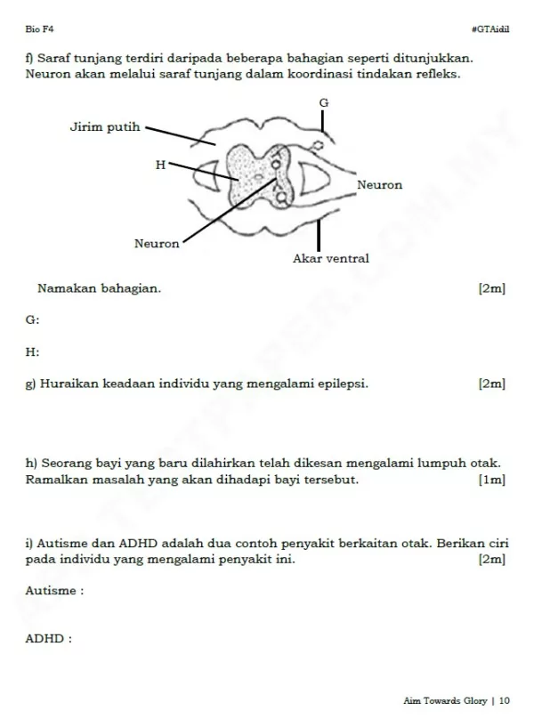 Ujian Biologi Tingkatan 4 Bab 10-15