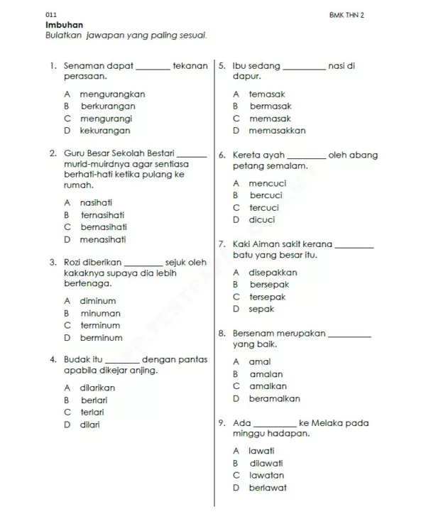 Latihan Pemahaman BM Tahun 2