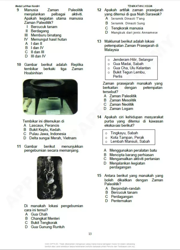 Soalan Latihan Topikal Sejarah Tingkatan 1 KSSM