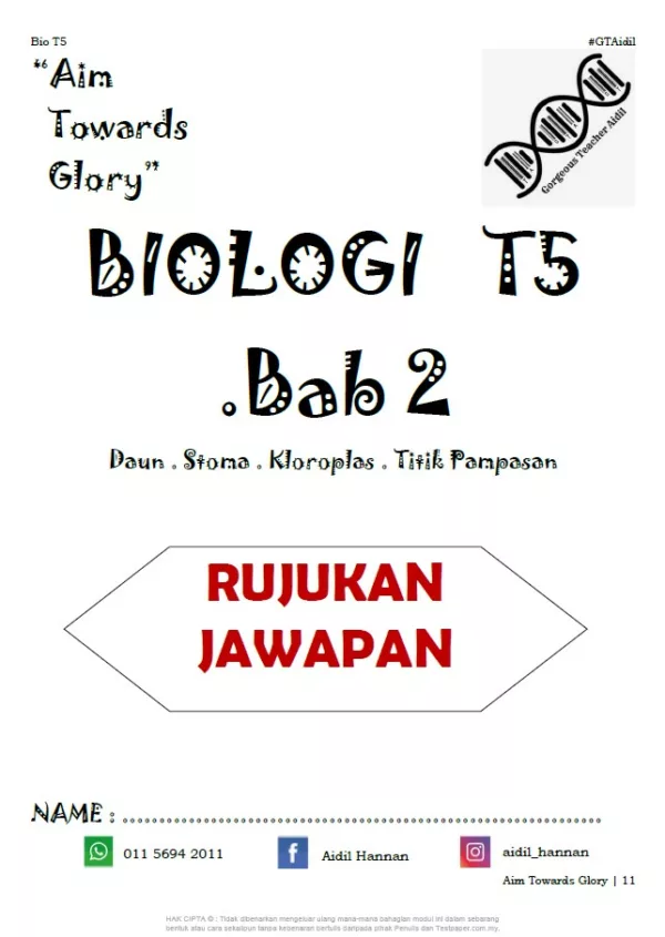 Soalan Latihan Biologi Tingkatan 5 Bab 1 dan 2