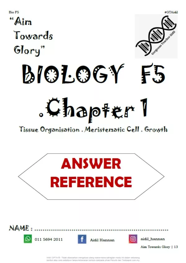 Soalan Latihan Biologi Tingkatan 5 Bab 1 dan 2