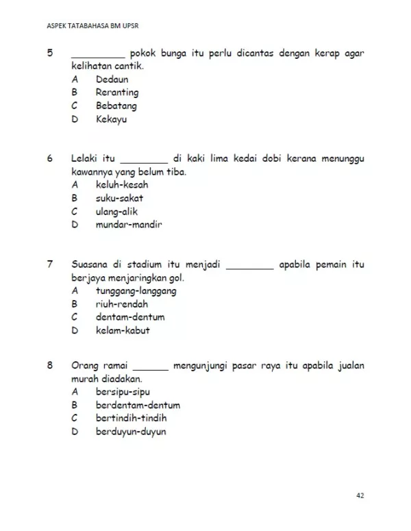 Soalan Latihan Tatabahasa Bahasa Melayu Tahap 2