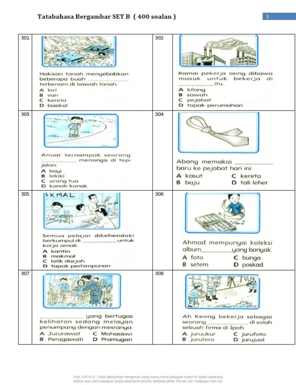 400 Soalan Latihan Tatabahasa Bahasa Melayu Tahap 2