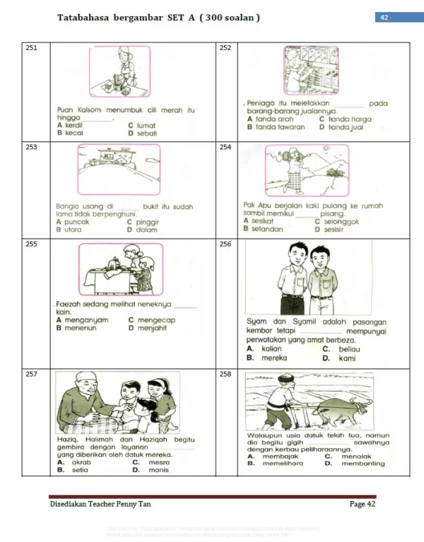 Soalan Tatabahasa Bahasa Melayu Tahap 2 Set A dan Set B