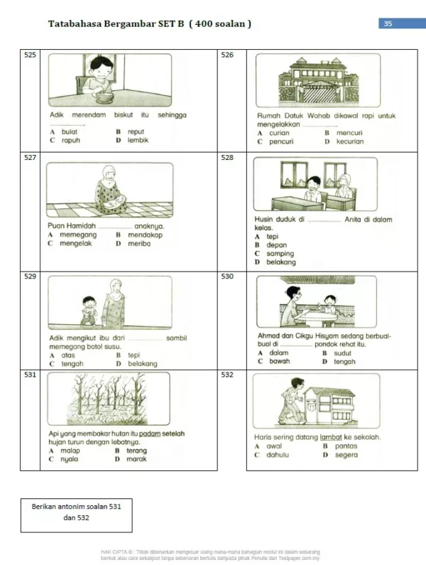 Soalan Tatabahasa Bahasa Melayu Tahap 2 Set A dan Set B