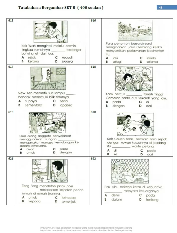 Soalan Tatabahasa Bahasa Melayu Tahap 2 Set A dan Set B