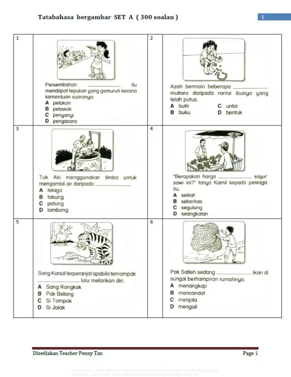 Soalan Tatabahasa BM Tahap 2 Set A dan Set B