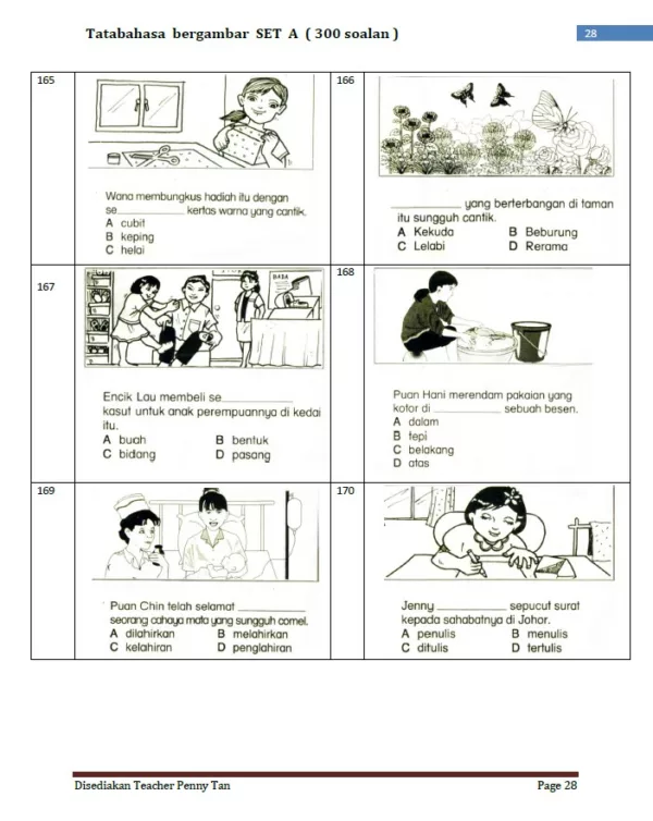 Soalan Tatabahasa Bahasa Melayu Tahap 2 Set A dan Set B