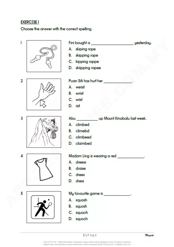 Soalan Latihan Bahasa Inggeris Sekolah Rendah