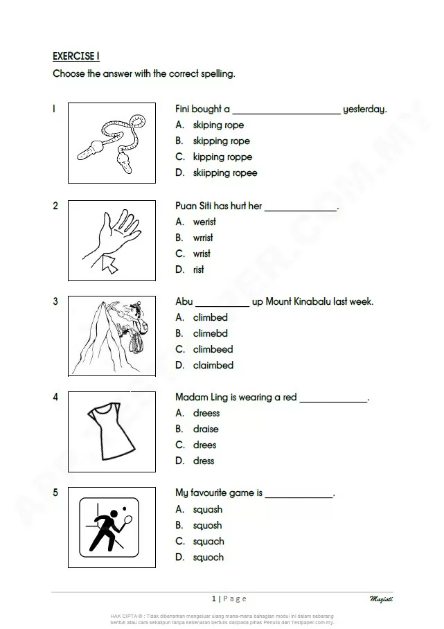 Soalan Latihan Bahasa Inggeris Sekolah Rendah