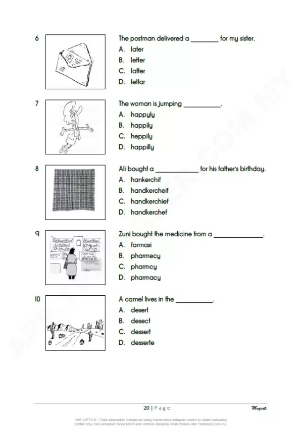 Soalan Latihan Bahasa Inggeris Sekolah Rendah