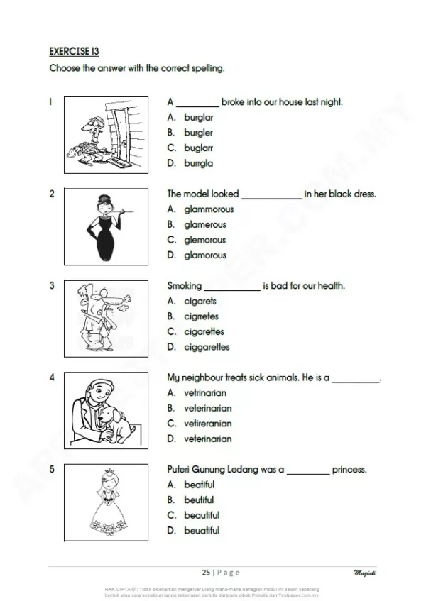 Soalan Latihan Bahasa Inggeris Sekolah Rendah