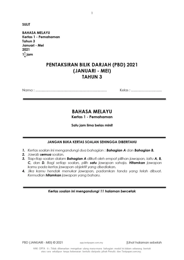 Soalan PBD Tahun 3 2021