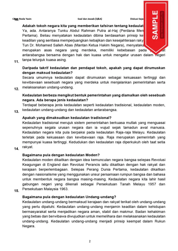 Nota Soal Jawab Sejarah Tingkatan 5 KSSM