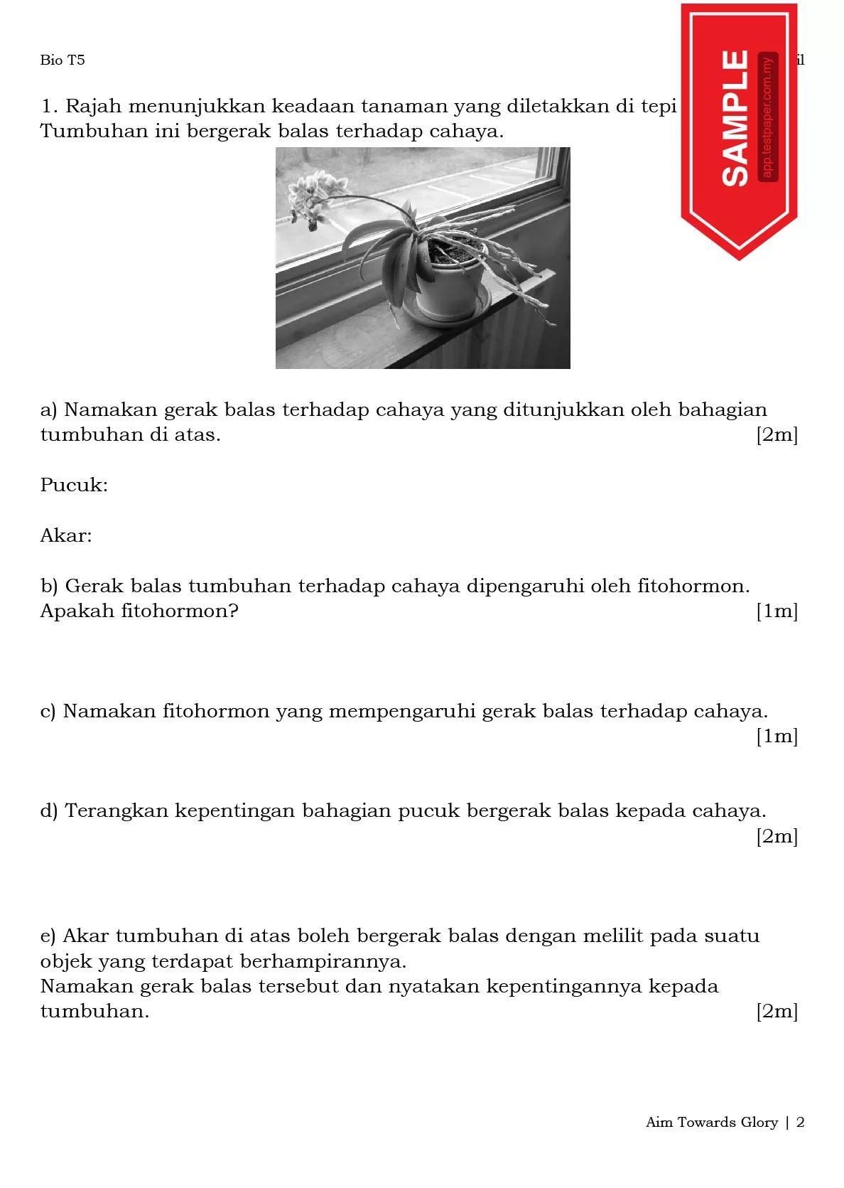 Soalan Latihan Biologi Bab 3-7 Tingkatan 5 KSSM