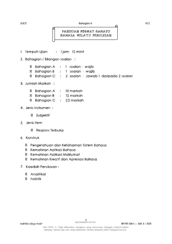 Soalan Latihan Bina Ayat BM Tahap 2