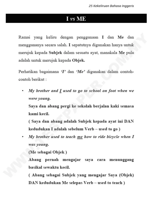 Latihan Grammar Bahasa Inggeris Tahun 6