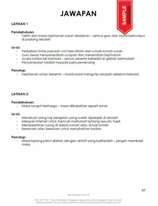 Nota Latihan Karangan BM Tahap 2