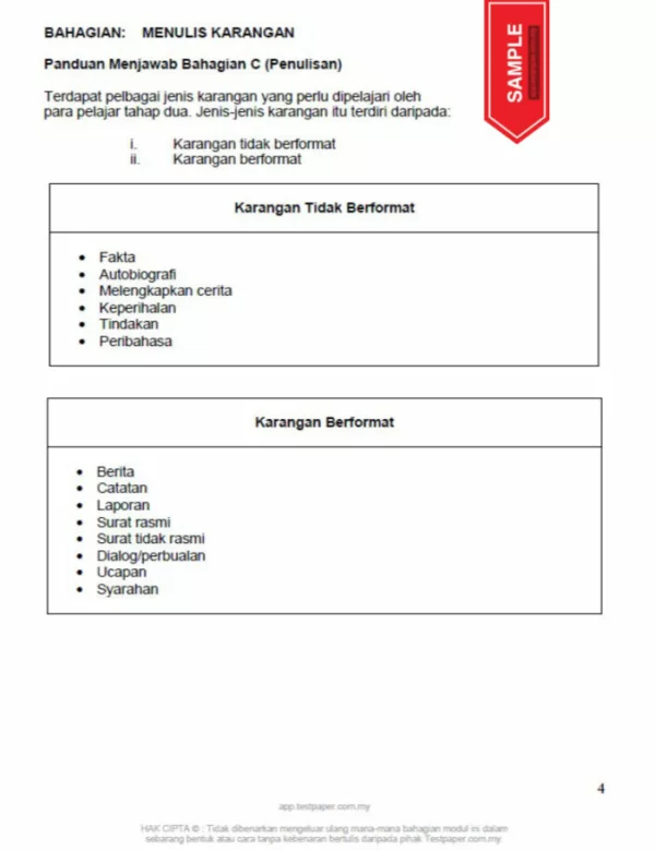 Nota Latihan Karangan BM Tahap 2