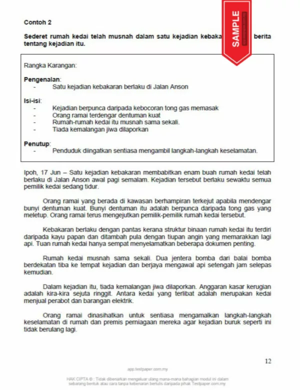 Nota Latihan Karangan BM Tahap 2