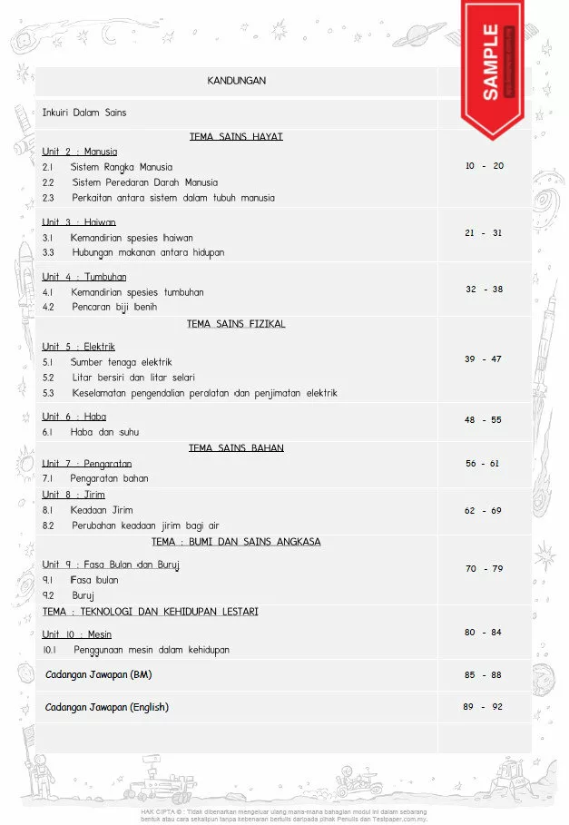 Soalan Latihan Topikal Sains Tahun 5 DLP KSSR