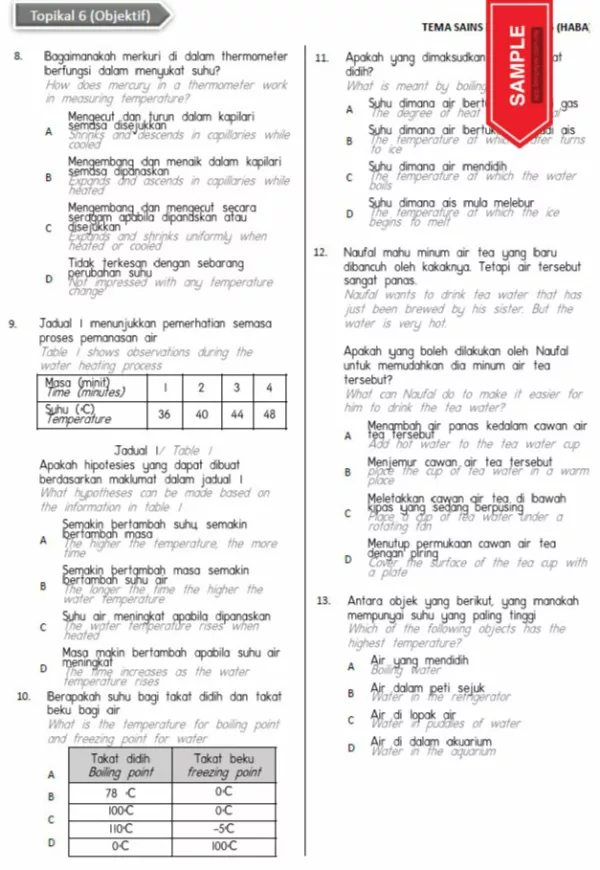 Soalan Latihan Topikal Sains Tahun 5 DLP KSSR