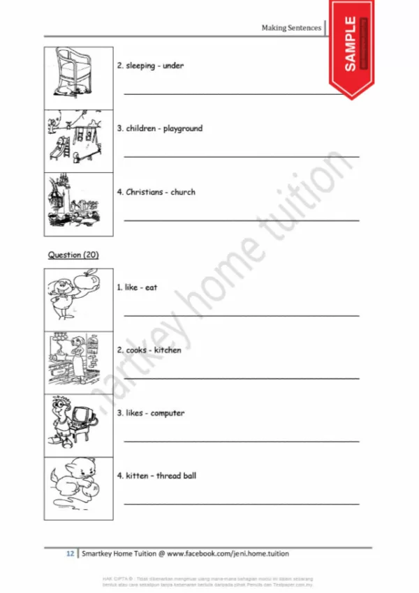 Soalan Exercise English Sentences Tahap 1