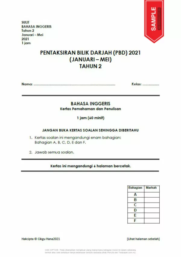 Ujian PBD Tahun2 2021