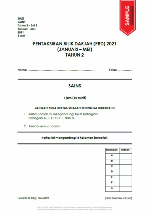 Ujian PBD Tahun2 2021