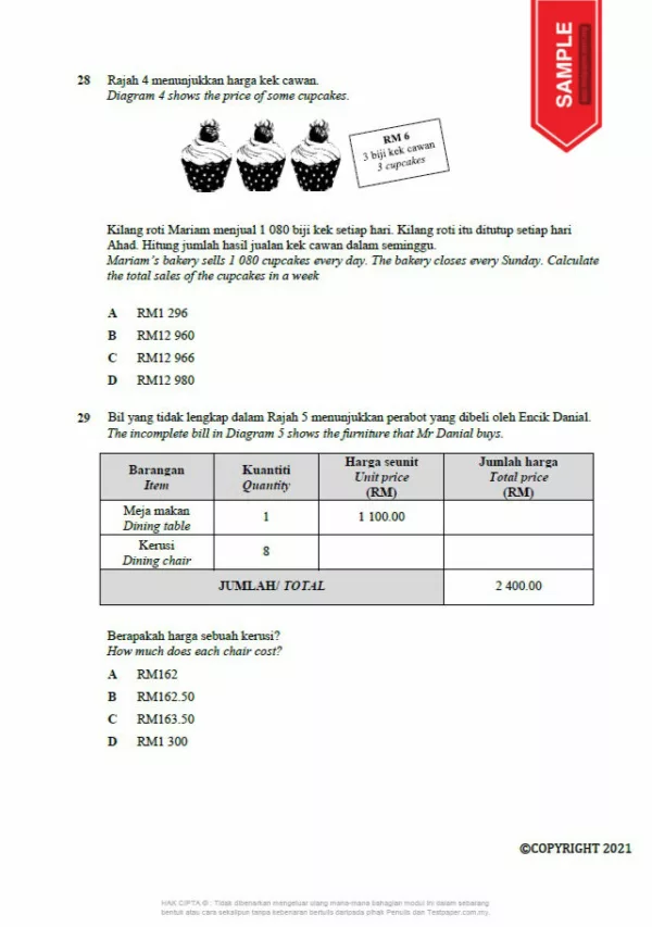 Soalan Ujian Pertengahan Tahun Sains dan Matematik Tahun 5 2021