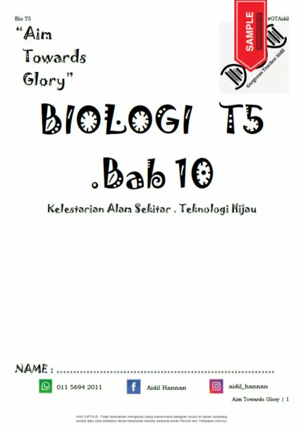 Soalan Latihan Biologi Tingkatan 5 Bab 8-10