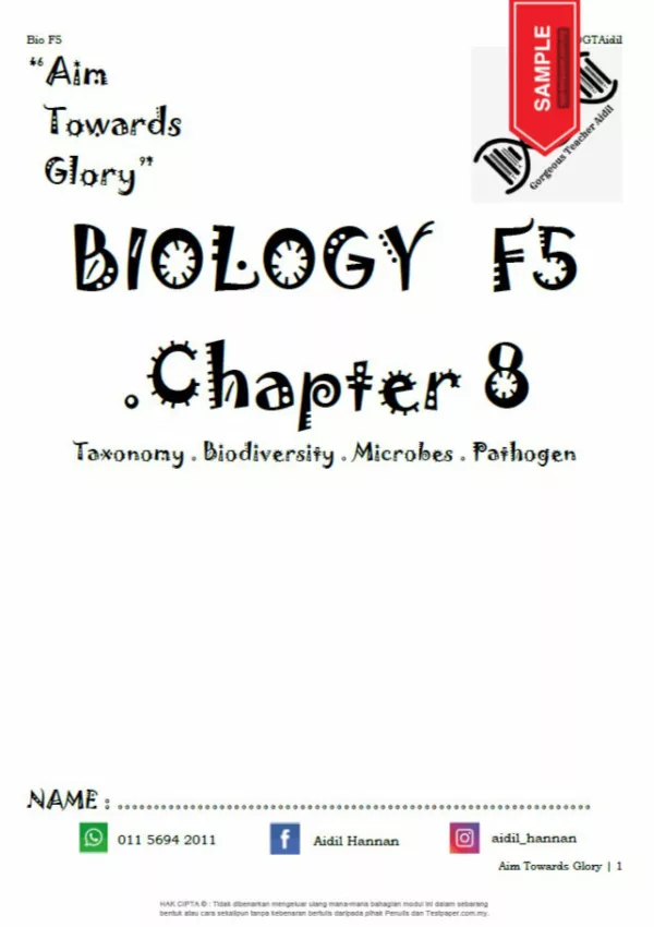 Soalan Latihan Biologi Tingkatan 5 Bab 8-10