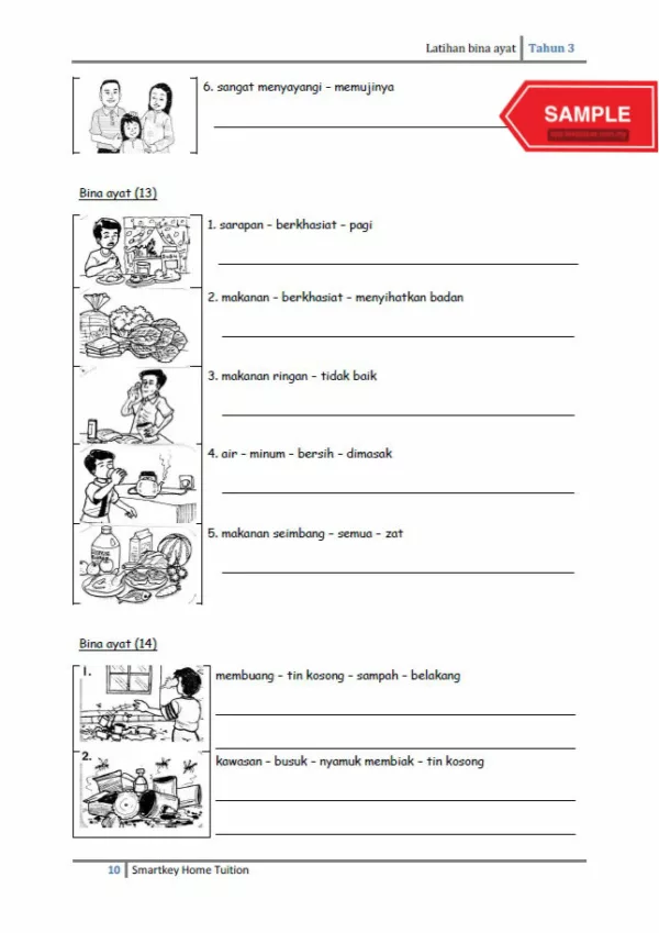 Soalan Latihan Bina Ayat dan Penulisan BM Tahun 3