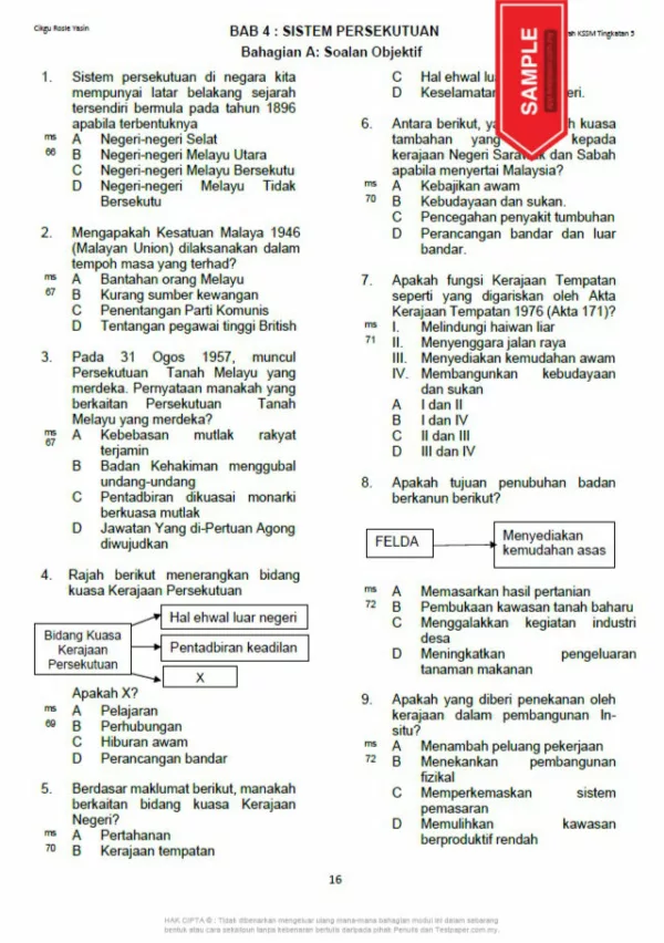 Soalan Latihan Sejarah Tingkatan 5 KSSM