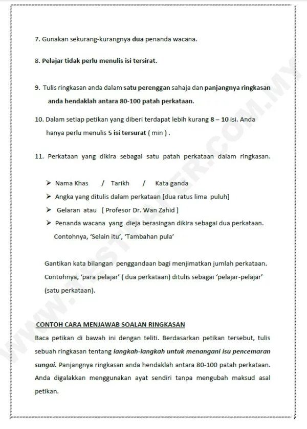 Soalan Latihan Ringkasan Bahasa Melayu Tingkatan 3